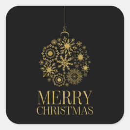 Gold Snowflake Ornament Holiday Square Stickers