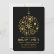 Gold Snowflake Ornament Party Card