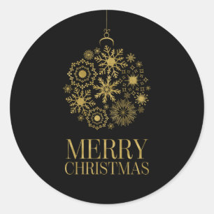 Gold Snowflake Ornament Weihnachtsaufkleber Runder Aufkleber