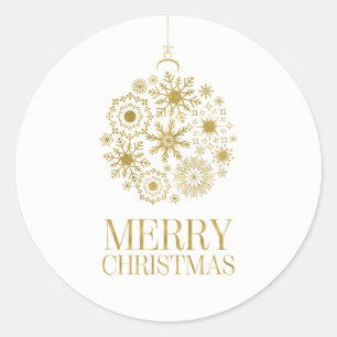 Gold Snowflake Ornament Weihnachtsaufkleber Runder Aufkleber