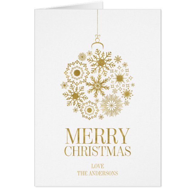 Gold Snowflake Ornament Weihnachtskarte (Vorne)