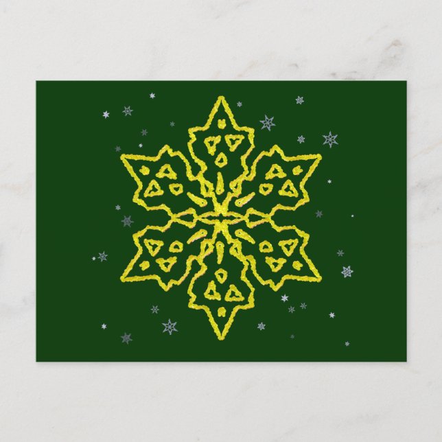 Gold Snowflake Postkarte (Vorderseite)