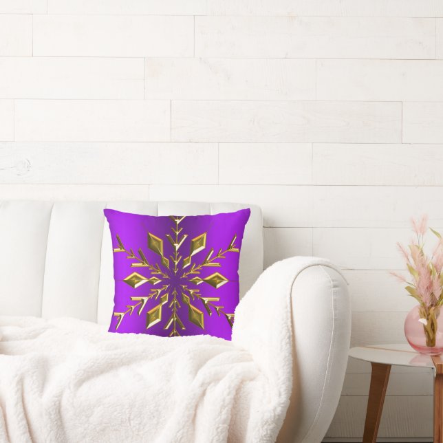 Gold Snowflake Star zu Lila Weihnachten Kissen (Liege)
