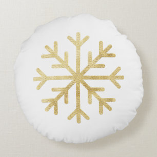 Gold Snowflake Weihnachten Weihnachten Rundes Kissen