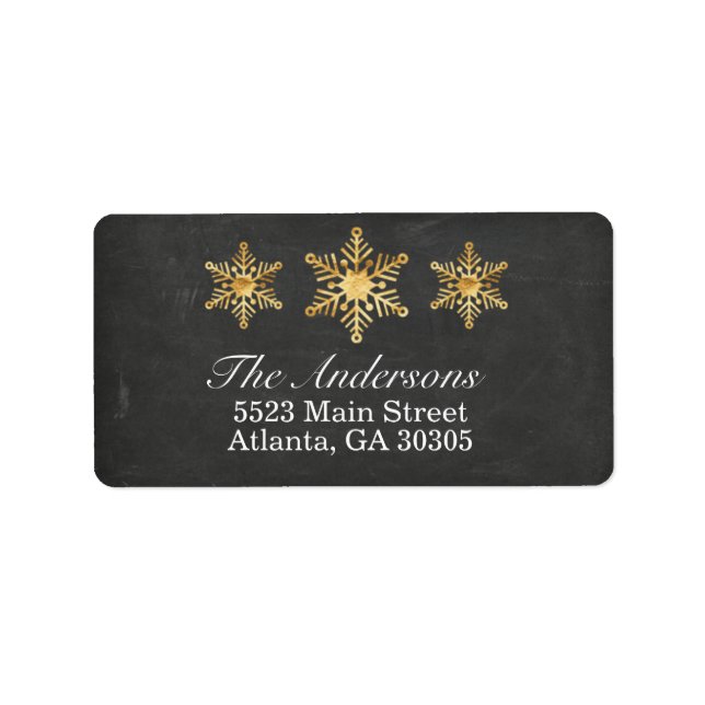 Gold Snowflake Weihnachtsadressen Labels Adressaufkleber (Vorne)