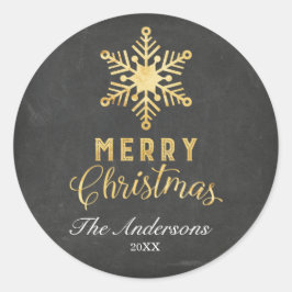 Gold Snowflake Weihnachtskleber Runder Aufkleber