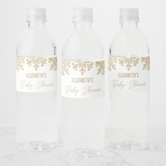 Gold Snowflake Winter Baby Dusche (Flaschen)