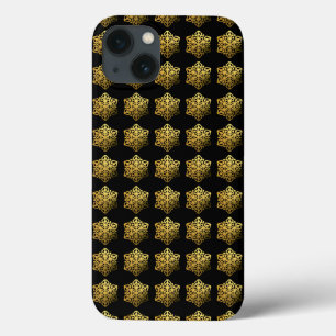 Gold Snowflakes Black Phone Case