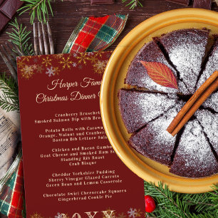 Gold Snowflakes Christmas Dinner Menu Template