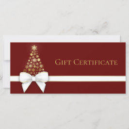 Gold Snowflakes Christmas Tree White Bow Carte cad