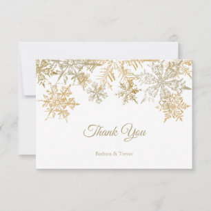 Gold Snowflakes Elegantes Weihnachtsthema Hochzeit Dankeskarte