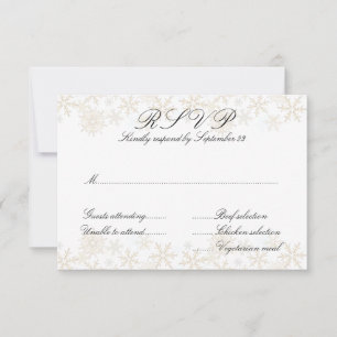 Gold Snowflakes Entrées Menu Cartes RSVP