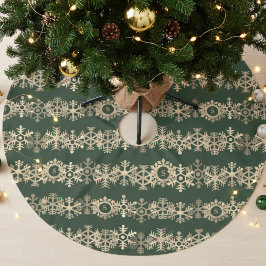 Gold Snowflakes Forest Green Christmas Tree Rock Polyester Weihnachtsbaumdecke