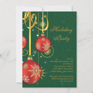 Gold Snowflakes Ornement Fête Invitation