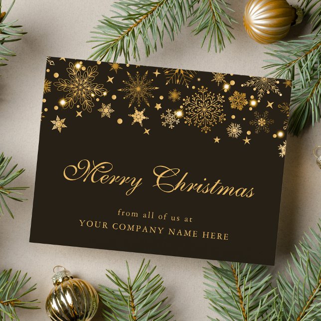 Gold Snowflakes Unternehmen Weihnachten Gruß Postkarte (Von Creator hochgeladen)