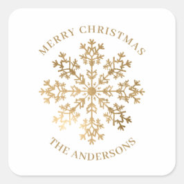 Gold Snowflakes Weihnachten Quadratischer Aufkleber