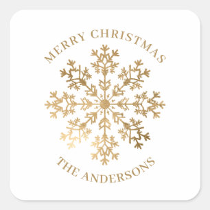 Gold Snowflakes Weihnachten Quadratischer Aufkleber
