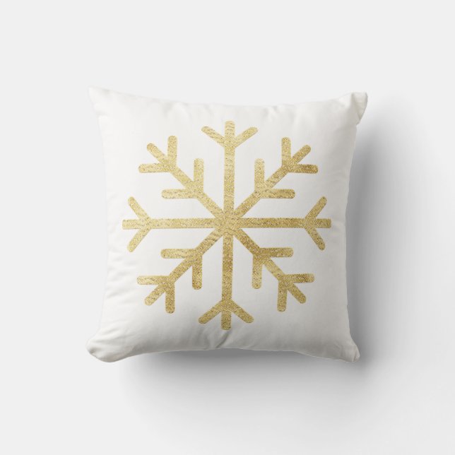 Gold Snowflakes Weihnachtsfeiertag Saison Kissen (Vorderseite)