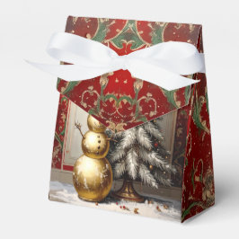 Gold Snowman Christmas Tree Holiday Favor Box Geschenkschachtel
