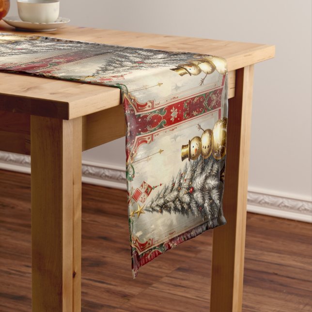 Gold Snowman Christmas Tree Table Runner Mittelgroßer Tischläufer (Beispiel)