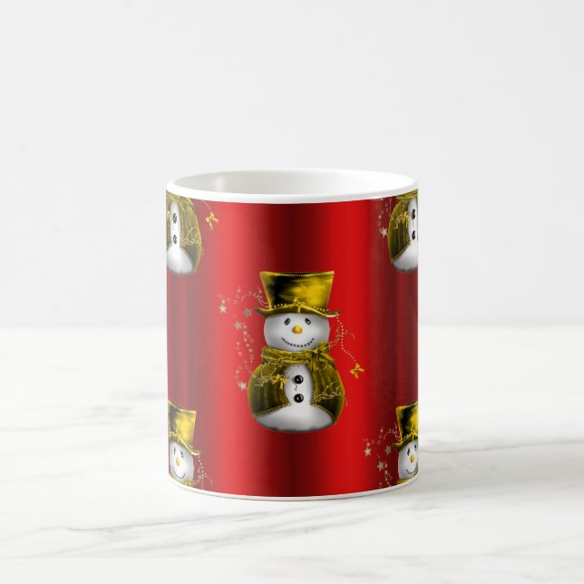 Gold Snowman in Red Kaffeetasse (Mittel)