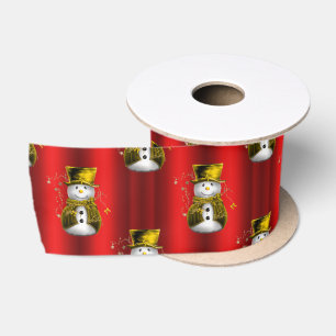 Gold Snowman in Red Satinband