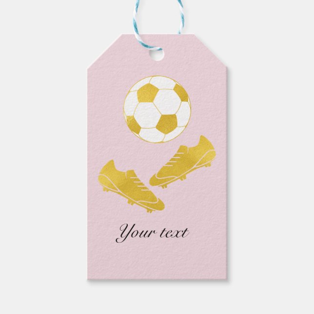 Gold Soccer reinigt Ball Blush Pink Geschenkanhänger (Vorderseite)