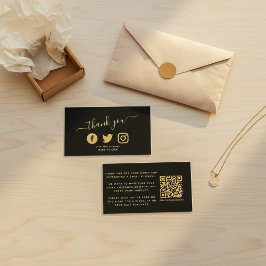 Gold Social Media Icons QR Code Dank Rabatt Begleitkarte