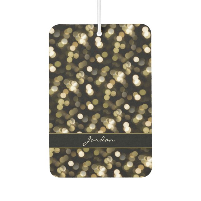 Gold Soft Focus Funkelleuchten mit Namen Autolufterfrischer (Vorderseite)