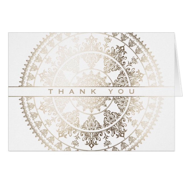 Gold Solar Mandala Dankeschön Karte - Custom Color (Vorderseite (Horizontal))