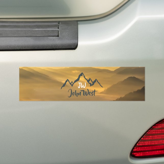 Gold Sonnenaufgang personalisierbare Berge Monogra Autoaufkleber (Auf Auto)
