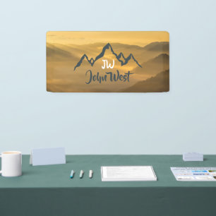Gold Sonnenaufgang personalisierbare Berge Monogra Banner
