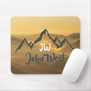 Gold Sonnenaufgang personalisierbare Berge Monogra Mousepad