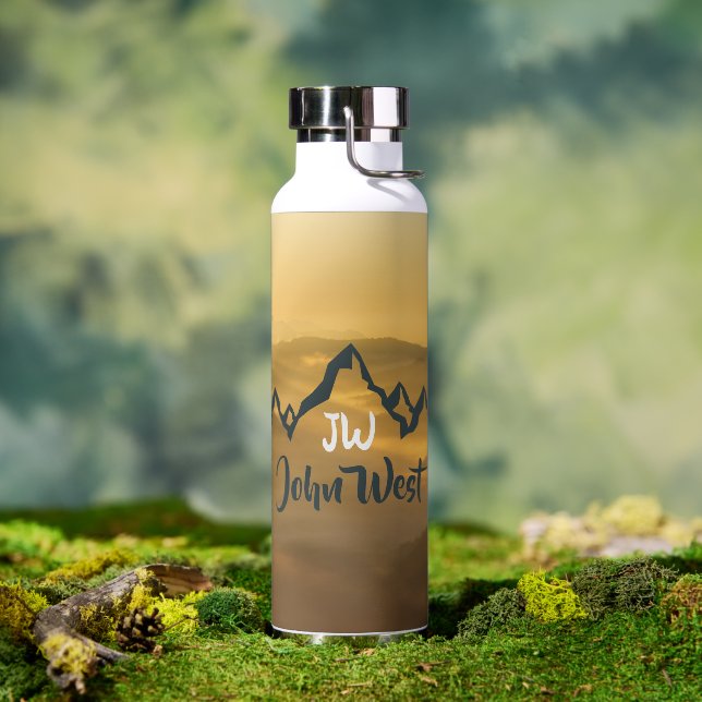 Gold Sonnenaufgang personalisierbare Berge Monogra Trinkflasche (Außenbereich)