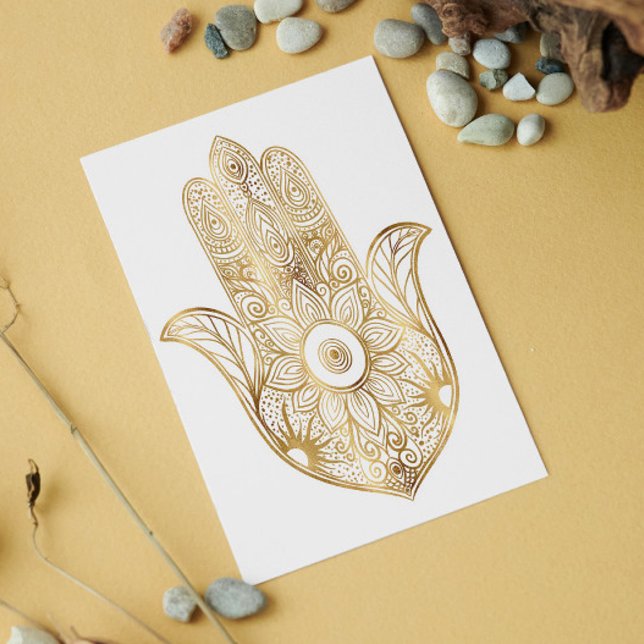 Gold Sonnenblume Hamsa Hand Karte (Von Creator hochgeladen)
