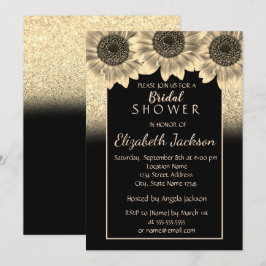 Gold, Sonnenblumen, Glitzer Brautparty Einladung