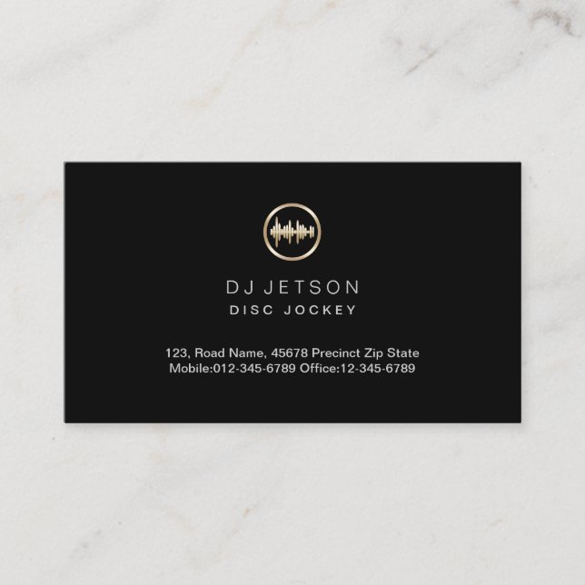 Gold Soundwave Icon Disk Jockey Deejay DJ Visitenkarte (Vorderseite)