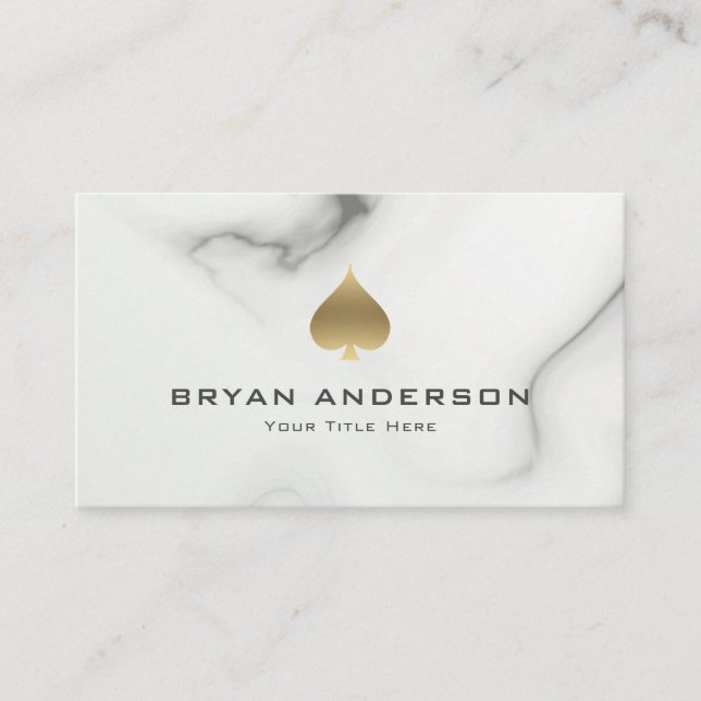 Gold Spade Symbol Marble Muster Business Card Visitenkarte (Vorderseite)