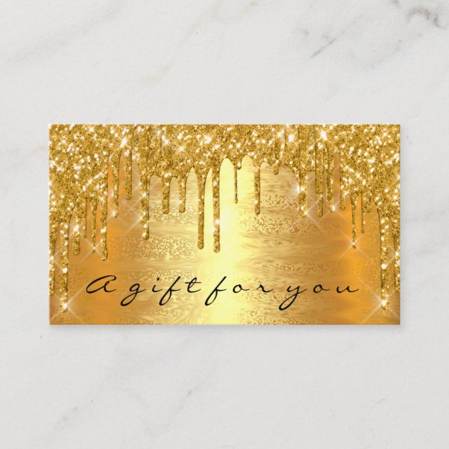 Gold Spark Geschenkgutschein Makeuty Tropfen Terminkarte (Vorderseite)