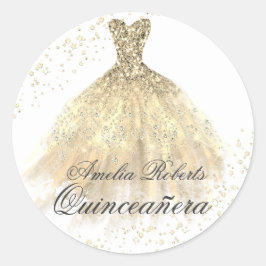 Gold Sparkenkleid Quinceanera Sticker