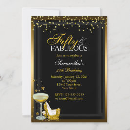 Gold Sparkle 50 Fabuleux Invitation d'anniversaire