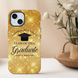 Gold Sparkle Abschluss Chic Custom 2024 Graduate iPhone 15 Hülle