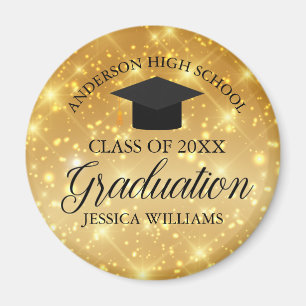 Gold Sparkle Abschluss Chic Custom 2024 Keepake Magnet