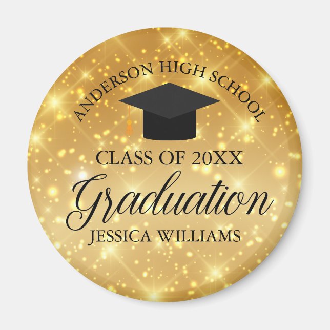 Gold Sparkle Abschluss Chic Custom 2024 Keepake Magnet (Vorne)