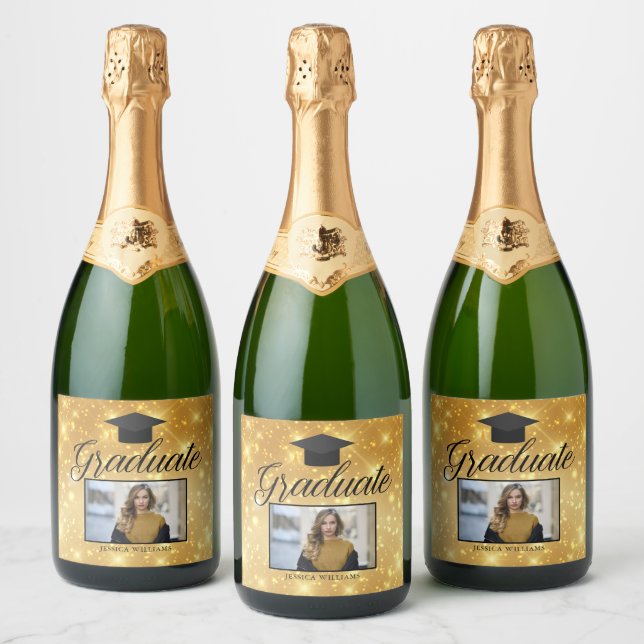 Gold Sparkle Abschluss Foto Chic Custom Party (Flaschen)