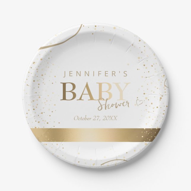 Gold Sparkle Baby Dusche Pappteller (Vorderseite)