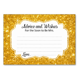 Gold Sparkle Beratung und Wünsche Brautparty Karte