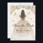 Gold Sparkle Blumenprinzessin Quinceañera Geburtst Save The Date<br><div class="desc">Light Gold Glitzer Sparkle Blumenschmetterling Prinzessin Quinceañera Geburtstag</div>