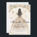 Gold Sparkle Blumenprinzessin Quinceañera Geburtst Save The Date<br><div class="desc">Light Gold Glitzer Sparkle Blumenschmetterling Prinzessin Quinceañera Geburtstag</div>