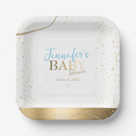 Gold Sparkle Boy Baby Dusche Pappteller